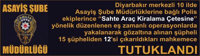 Diyarbakır merkezli 10 ilde Polis ekiplerinden "PATİNAJ" operasyonu